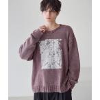 [ETELIO] длинный рукав вязаный L лиловый мужской 