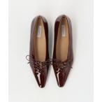 パンプス エナメル レースアップ フラットシューズ