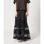 スカート 「conte」サテン レース マキシスカート