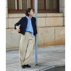 パンツ コットンライクサテン 2タックワイドパンツ レディース