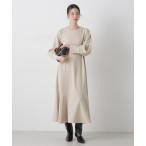 ワンピース ヘムフレアクルミボタンスリーブワンピース