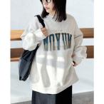 トレーナー スウェット フリンジロゴ刺繍BIGプルオーバー レディース