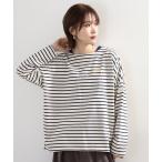 tシャツ +Arinomama カジュアルライクダブルカフスボーダーT 長袖 レディース