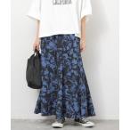 スカート 「26SS新作」バイカラーリーフプリントスカート