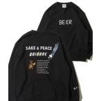 トレーナー スウェット 「YOIDORE」SAKE ＆ PEACE フロント＆バック刺繍MIX クルーネックスウェットプルオーバー メンズ レディース