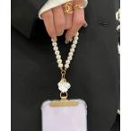 スマホストラップホルダー アタッチメント＆パールモチーフチャーム「２点セット」