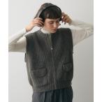 ベスト ジレ pocket wide knit vest / ポケット付きワイドニットベスト レディース