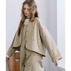 ショッピングドゥ ジャケット ノーカラージャケット フラワー刺繍クロップドジャケット レディース