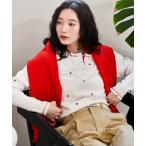 ショッピングハート tシャツ ミニハート刺繍 ヘンリーネック ロンT レディース