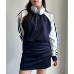 [apres jour mignon] Zip выше Parker свободный темно-синий женский 