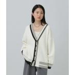 カーディガン 5ゲージ配色ラインカーディガン　639435 レディース