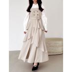 ワンピース アシメフリルシャツレイヤードトレンチワンピース