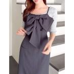 ワンピース リボンデザインIラインワンピース