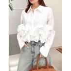 ショッピングショート ブラウス シャツ ウェーブフリルショートシャツ レディース