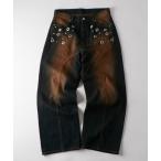 ジーンズ デニム デニムパンツ アイレットスタッズスウィッチングブラストワイドデニム レディース メンズ