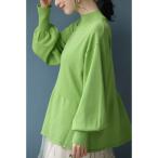 ニット セーター なだらかなペプラムラインのニットプルオーバートップス レディース