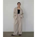 スラックス パンツ サマーツイードワイドタックパンツ レディース