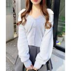 ショッピングリボン カーディガン 肩リボン装飾付ニットカーディガン レディース