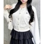 カーディガン ビジューボタンニットカーディガン レディース