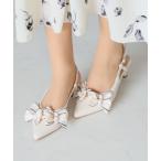 パンプス メニーリボンスリングバックパンプス