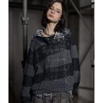 ショッピングボタン セーター ニット 「ERAR」ショルダースナップボタンショート丈メッシュボーダーニット メンズ レディース