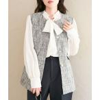 ショッピングフリンジ コート アウター ツイードフリンジジレ レディース