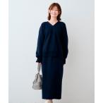  выставить IEDIT маленький лес Miho . san сотрудничество надеть только . красивый . готовый V шея вязаный выставить [ темно-синий ] женский 