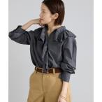 ブラウス シャツ ドビーカットワークフリルブラウス レディース