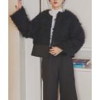 ショッピング古着 「PERNA」 ノーカラージャケット FREE ブラック レディース