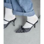 パンプス ドットリボンストラップミュール
