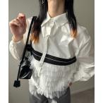 ブラウス シャツ 裾フリルセンターラインブラウス レディース