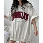 tシャツ オーバーサイズカレッジロゴプリント半袖Tシャツ/ユニセックス レディース メンズ