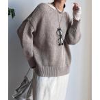 ニット セーター コットンローゲージプルオーバー レディース