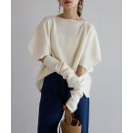 ニット セーター アームウォーマー付き構築スリーブニット レディース