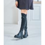 ブーツ スラントカット ストレッチ ニーハイ ブーツ レディース