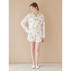 パジャマ ルームウェア ダイナソー柄ワッフルオールインワン レディース