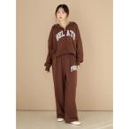 パジャマ ルームウェア カレッジロゴ裏毛ロングパンツ レディース