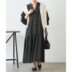 ワンピース 「体系カバー/デニム風」コットンリネンカーブワンピース