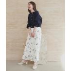 スカート アートフラワーハイウエストフレアスカート