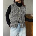 ベスト ジレ ツイード風金ボタンベスト レディース