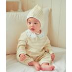 ベビー服 ロンパース 「2点セット」カラーブロック長袖カバーオール＆帽子