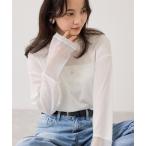 tシャツ ラメメッシュスリーブ切り替えシアーロンT レディース