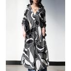 シャツワンピース 幾何学柄 シャツワンピース