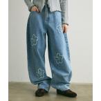  джинсы Denim Denim брюки [ZOZO ограничение ] цветочный узор машина b Denim брюки женский 