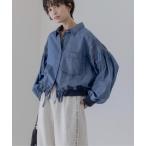 ブルゾン アウター ライトデニム シャーリングスリーブシャツブルゾン レディース