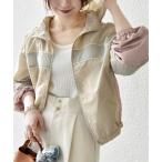 ショッピング洗濯機 ブルゾン アウター SHIPS any:「洗濯機可能」ナイロン スタンドカラー 配色 ジップ ブルゾン レディース