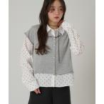 ブラウス シャツ layered-look knit shirt top / ドッキングレイヤード風ニットシャツ レディース