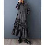 ワンピース ティアード×ハイネックワンピース