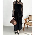 ワンピース ティアードシアーワンピース