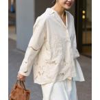 ショッピングフラワー ブラウス シャツ フラワーエンブロイダリースカラップシャツ レディース